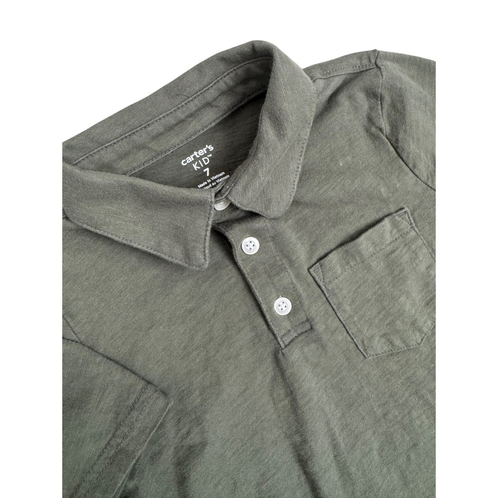 Carters Polo Shirt Short Sleeve Pocket Olive Green Lightweight Boys Size 7‎